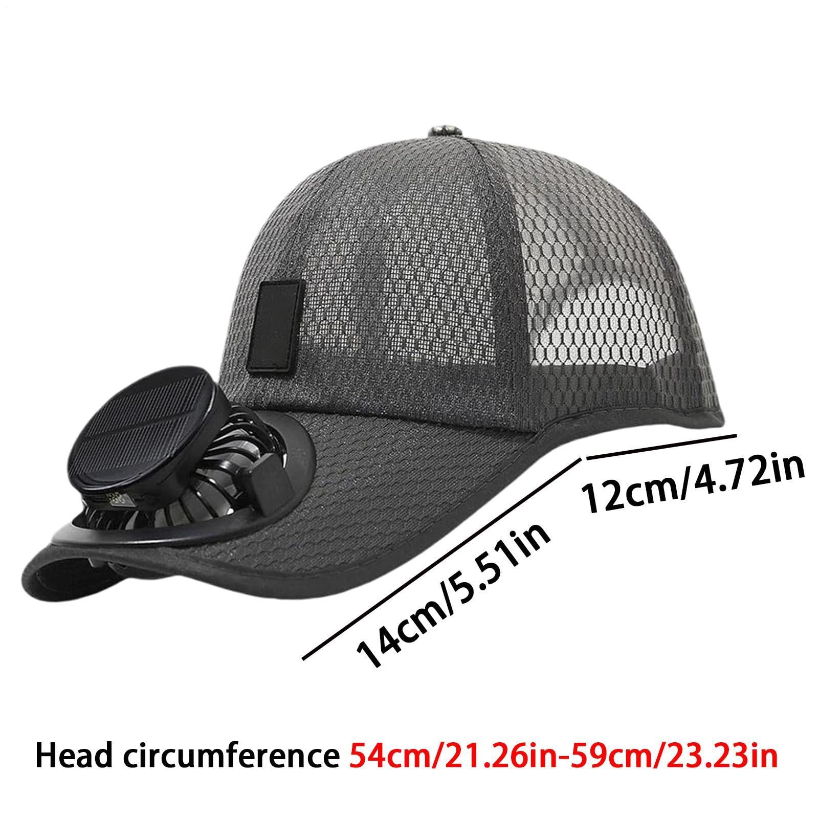 Chapeau Ventilateur d'Extérieur,Batterie 1000 mAh Rechargeable par USB, 3 Vitesses,Chapeau de Baseball ventilé Rechargeable - pour Randonnée Plage Sports Été Plein Air