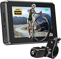 Vista 1 de PARKVISION Espejo retrovisor para bicicleta, cámara de visión trasera de bicicleta AHD 1080P con pantalla de 4.3 pulgadas, soporte giratorio