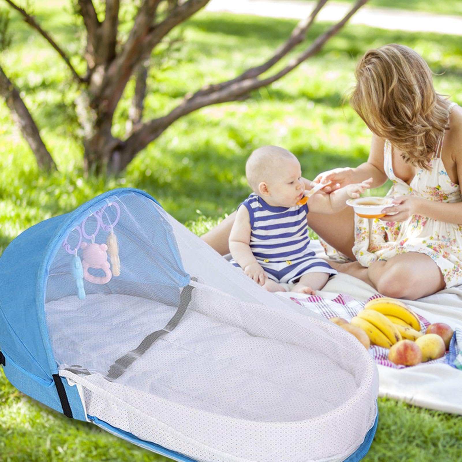 Lettino Da Viaggio Culla Per neonatis - Culla Pieghevole | Con Zanzariera, Nido Accogliente, Lettino Per Bambini | Culla Portatile Per Bambini Con Giocattoli Per Lo Sviluppo E Rete Traspirante