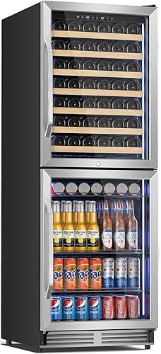 Vista 33 de Tylza Refrigerador de vino de doble zona, refrigerador de vino y bebidas de 24 pulgadas integrado o independiente, nevera de cerveza de vino debajo