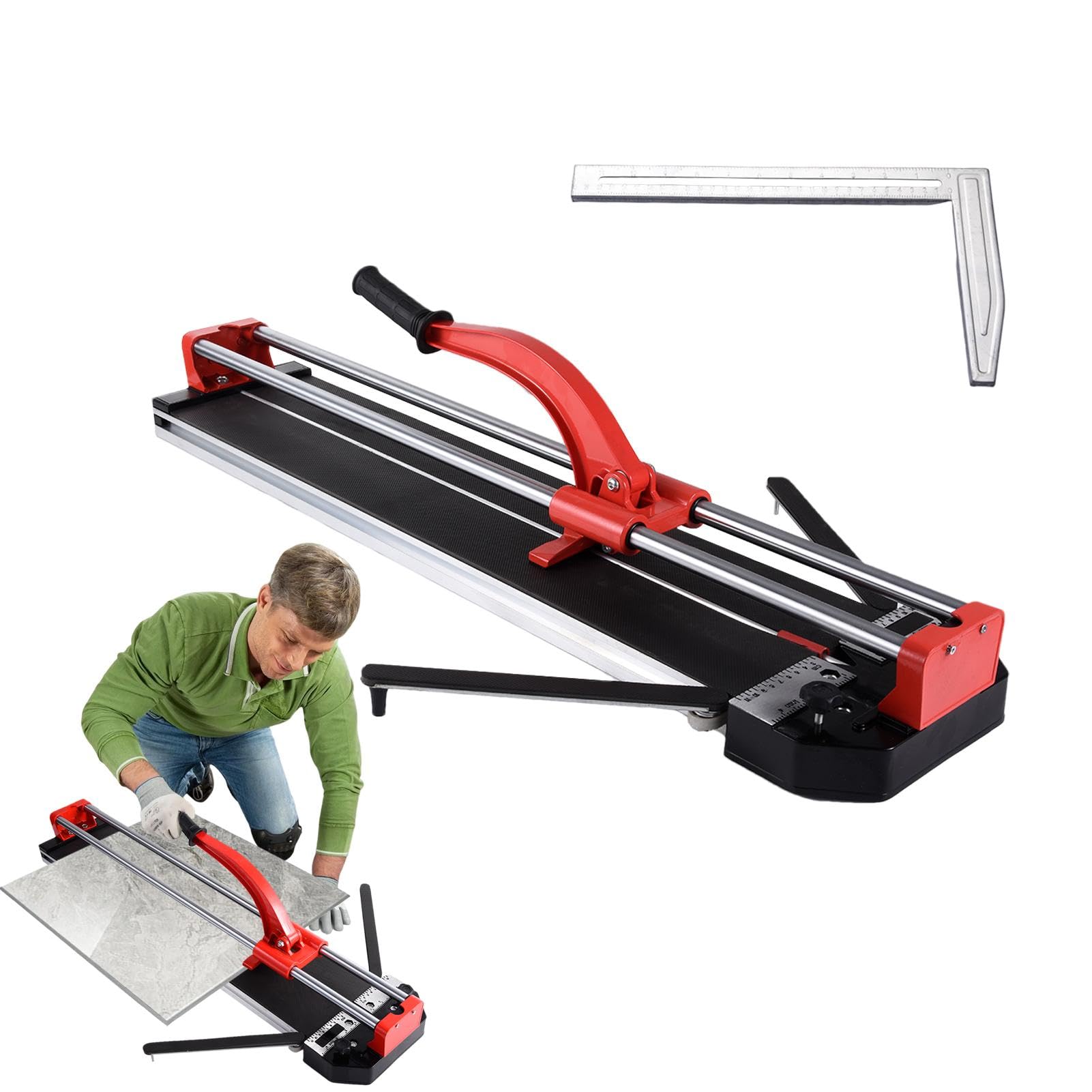 Cortador manual de azulejos de 42 pulgadas, máquina de corte de azulejos de porcelana y cerámica con rueda de carburo de tungsteno, precisión guiada por láser para azulejos esmaltados, posicionamiento