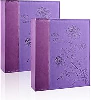 Vista 19 de Artmag Álbum de fotos de 5 x 7 pulgadas, páginas transparentes, con bolsillos, cubierta de piel, deslizante, libro de fotos con capacidad para 50