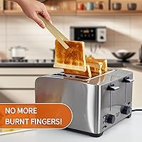 Vista 6 de 4 pinzas de bambú natural para tostadas, bambú, pinzas de 10.2 pulgadas de largo con diseño antideslizante, para cocinar, tostadora.