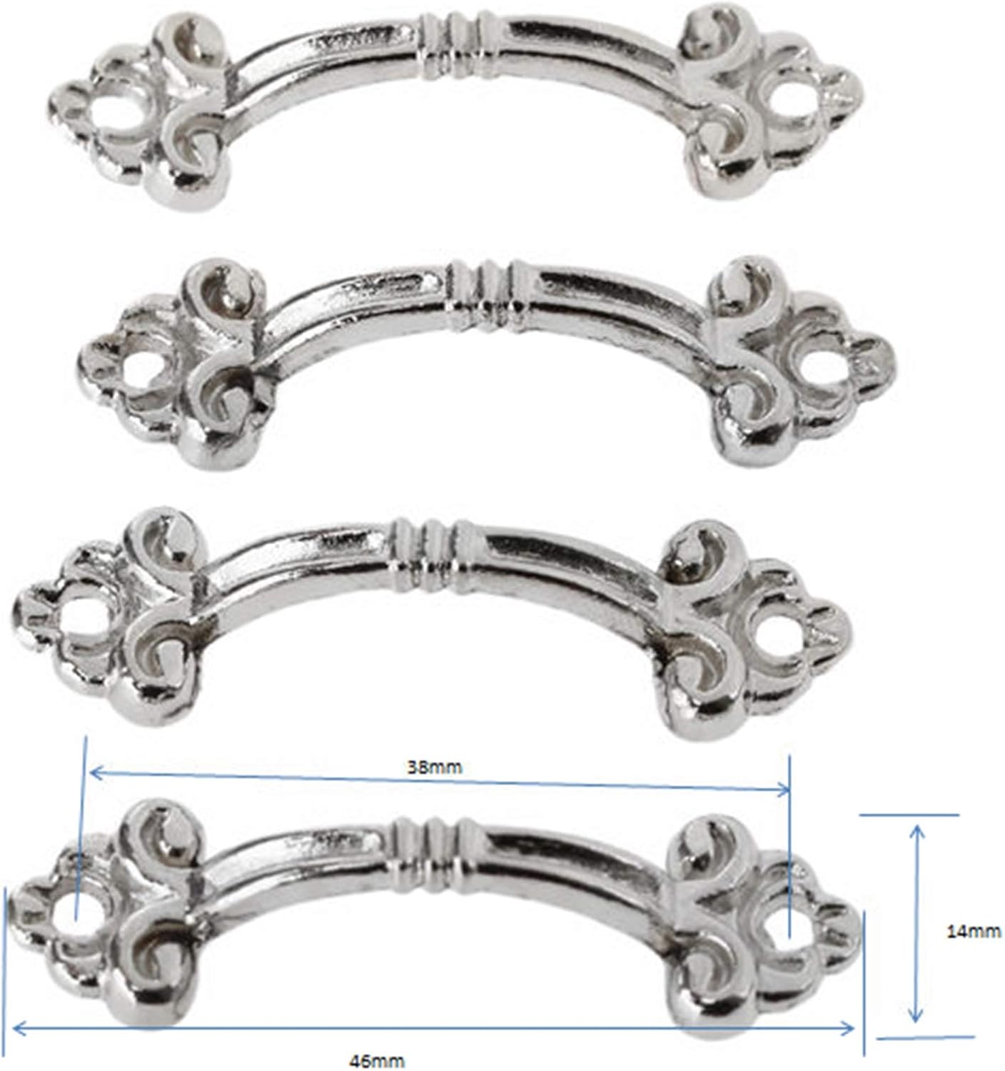 dophee 12Pcs Antique Brass Decorative Handle Pull Knob for Mini Jewelry Box Drawer Cabinet Kitchen Cupboard - 1.89"x0.55"