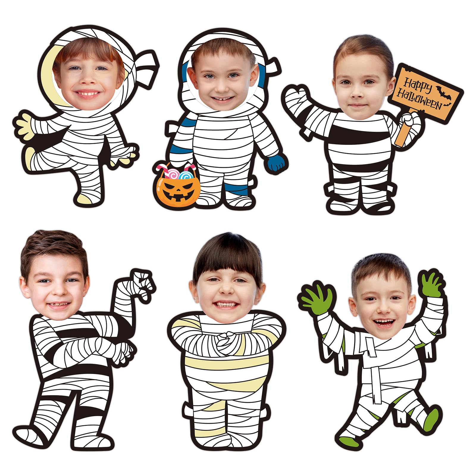 36 Pcs Halloween Mummy Cutouts with Photo Space for Bulletin Board Decor