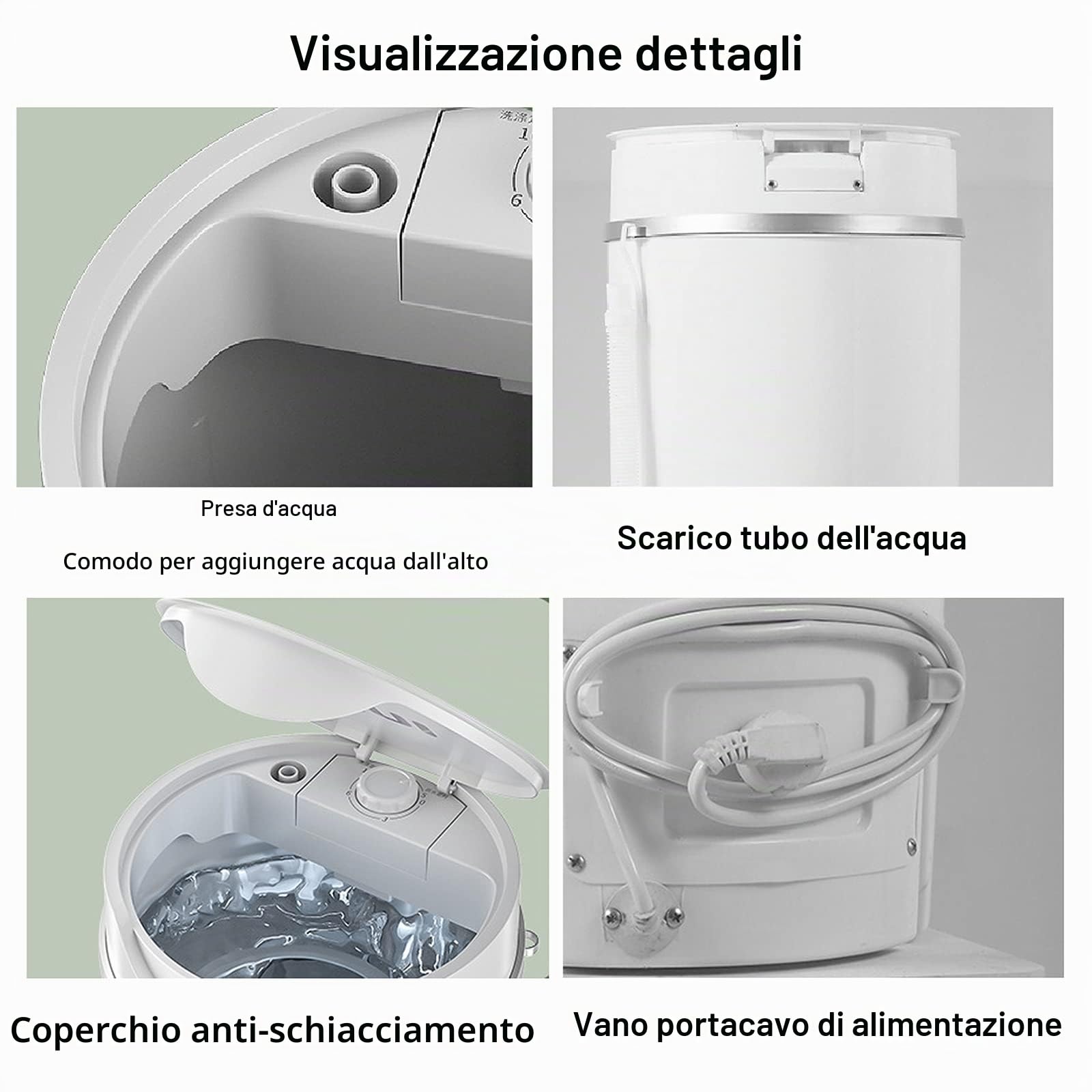 Lavatrice Portatile, Mini Lavatrice da Campeggio Completamente Automatica, Che Rilascia Una Micro-Lavatrice Domestica Antibatterica Blu-Ray da 4 kg per Auto