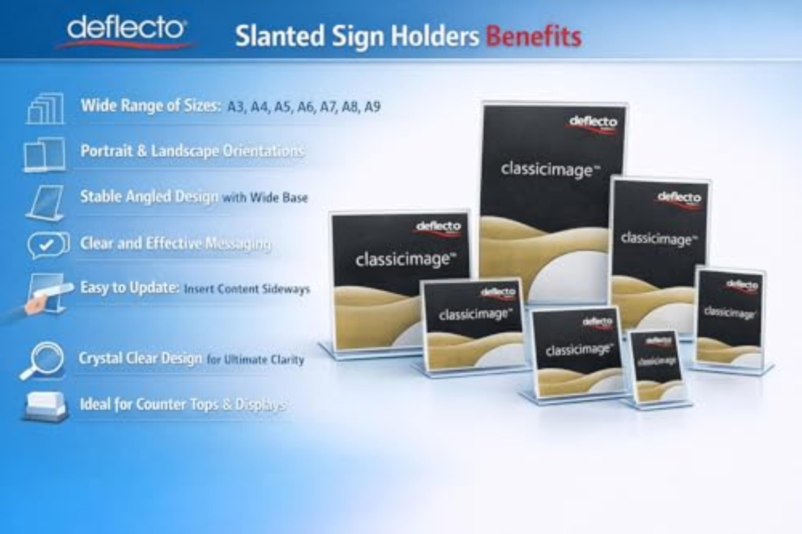 Deflecto Lot de 12 porte-signatures A4 portrait – Support incliné en acrylique/plexiglas pour affiches et dépliants