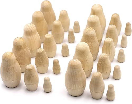 Lote de muñecas anidantes en blanco de 10 juegos por 3 piezas - Muñecas anidantes rusas en blanco - Muñecas anidantes sin pintar - Muñecas sin