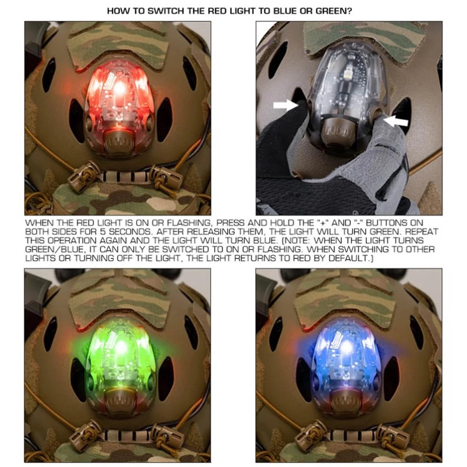 Lumière De Casque Tactique, Signal Lumineux De Sécurité De Survie, Lampe De Pêche en Plein Air, Lumières LED Clignotantes De Cyclisme Rouge/Vert/Bleu/Blanc/IR