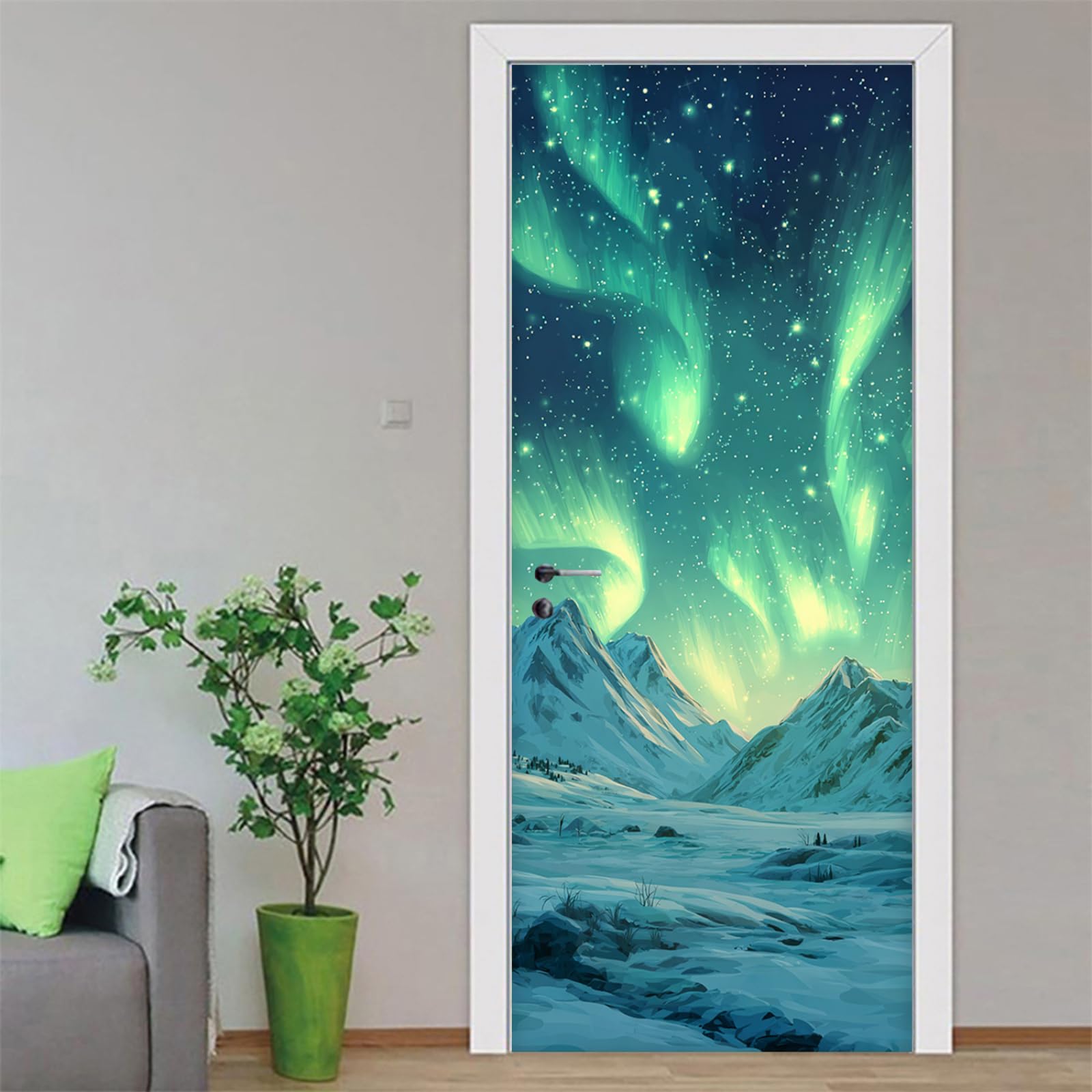 Stickers porte vert aurora bleu en PVC autocollant 2x47.5x215cm pour placard