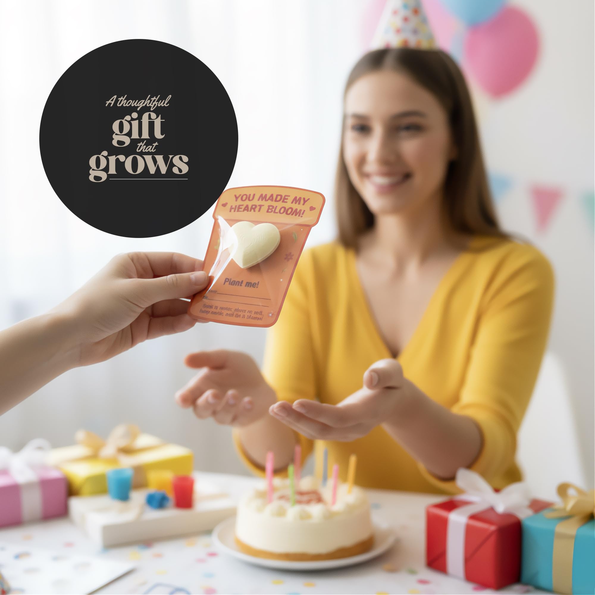 Juego de regalo de papel con semillas de corazón 3D, 24 formas de corazón plantables con semillas de flores silvestres, incluye tarjetas y cinta adhesiva de doble cara, listo para regalar