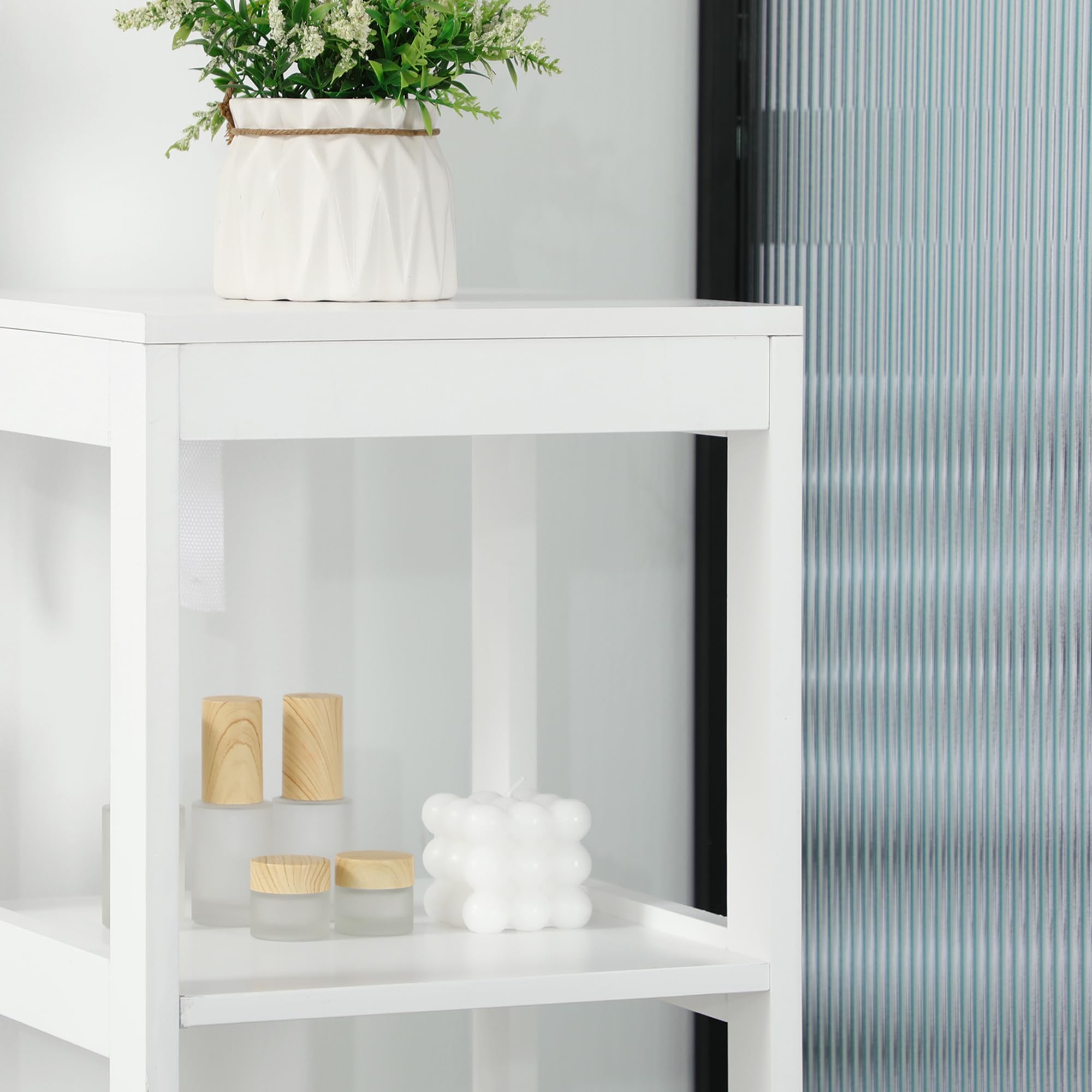 kleankin Meuble Colonne de Salle de Bain Armoire Haute Meuble Rangement avec 3 étagères et 2 tiroirs en Bois - 30 x 30 x 144 cm
