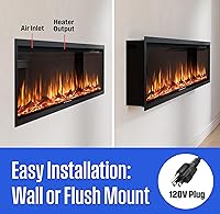 Vista 7 de Westinghouse 60 Inch Electric Fireplace Heater, Compatible with Alexa & Google Home, Wall Mount or in-Wall Recessed Fireplace Insert, 24 Hour Timer