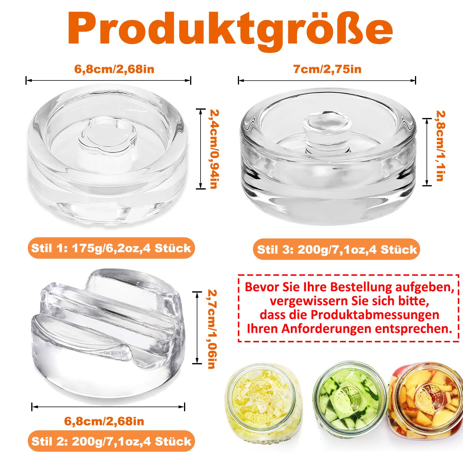 Fermentation en Verre pour la Fermentation, Poids en Verre pour Fermentation avec Large Ouverture, 4 Pièces de Pierre D'alourdissement, Poids en Verre pour la de Légumes en Saumure