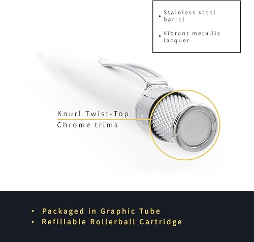 Miniatura 4 de Retro 1951 Tornado Classic Lacquer Bolígrafo Rollerball - Blanco  Brilla en la oscuridad