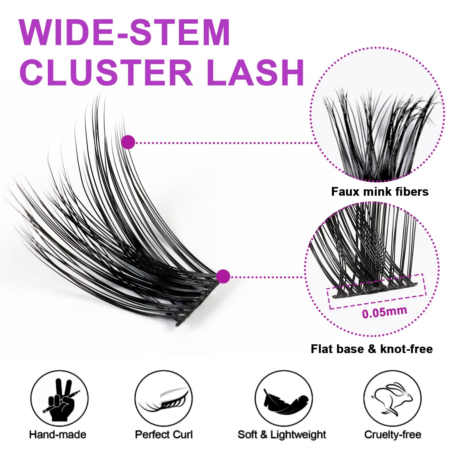 Proamate Cluster Lashes Individual Lashes DIY Eyelash Soft Natural Easy Fan Lash Individual False Lashes for Personal Use at Home (V16) - Image 3