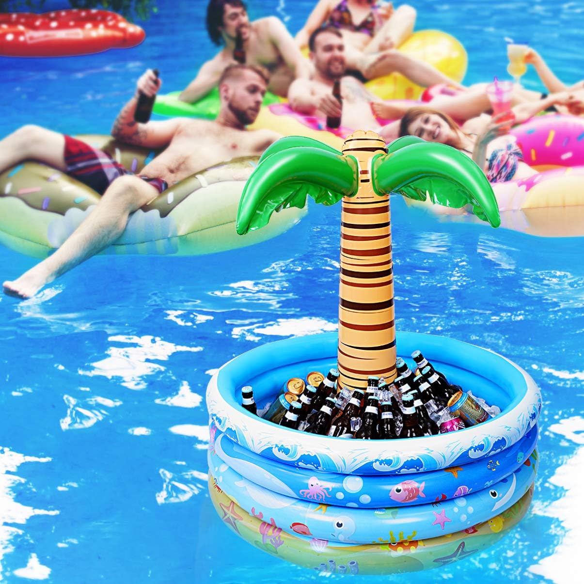 Toyvian Inflatable Palm Tree Cooler, Floating Water Pool Cooler for Summer Pool Party, Beach Party and Hawaiian Party