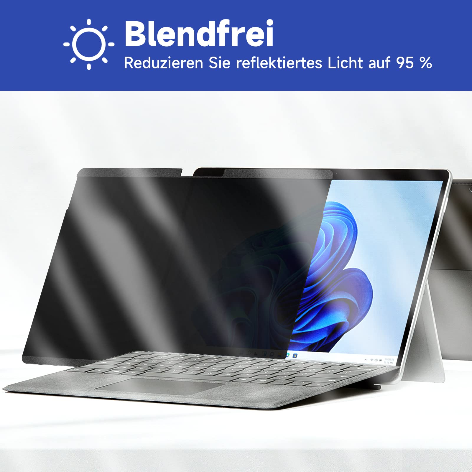 IPROKKO Filtro de privacidad magnético para Microsoft Surface Pro 9/8/X de -13 pulgadas, extraíble, antiespía, luz azul, protector de privacidad, filtro de privacidad