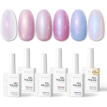 Makartt Pearl Gel Nail Polish Set 15ml One NDone 6 Colors Shimmer Mermaid Glitter UV Gel Polish Soak Off High-Gloss, Salon-Grade Nail Art Manicure DIY Salon Home - Nebula Spectrum