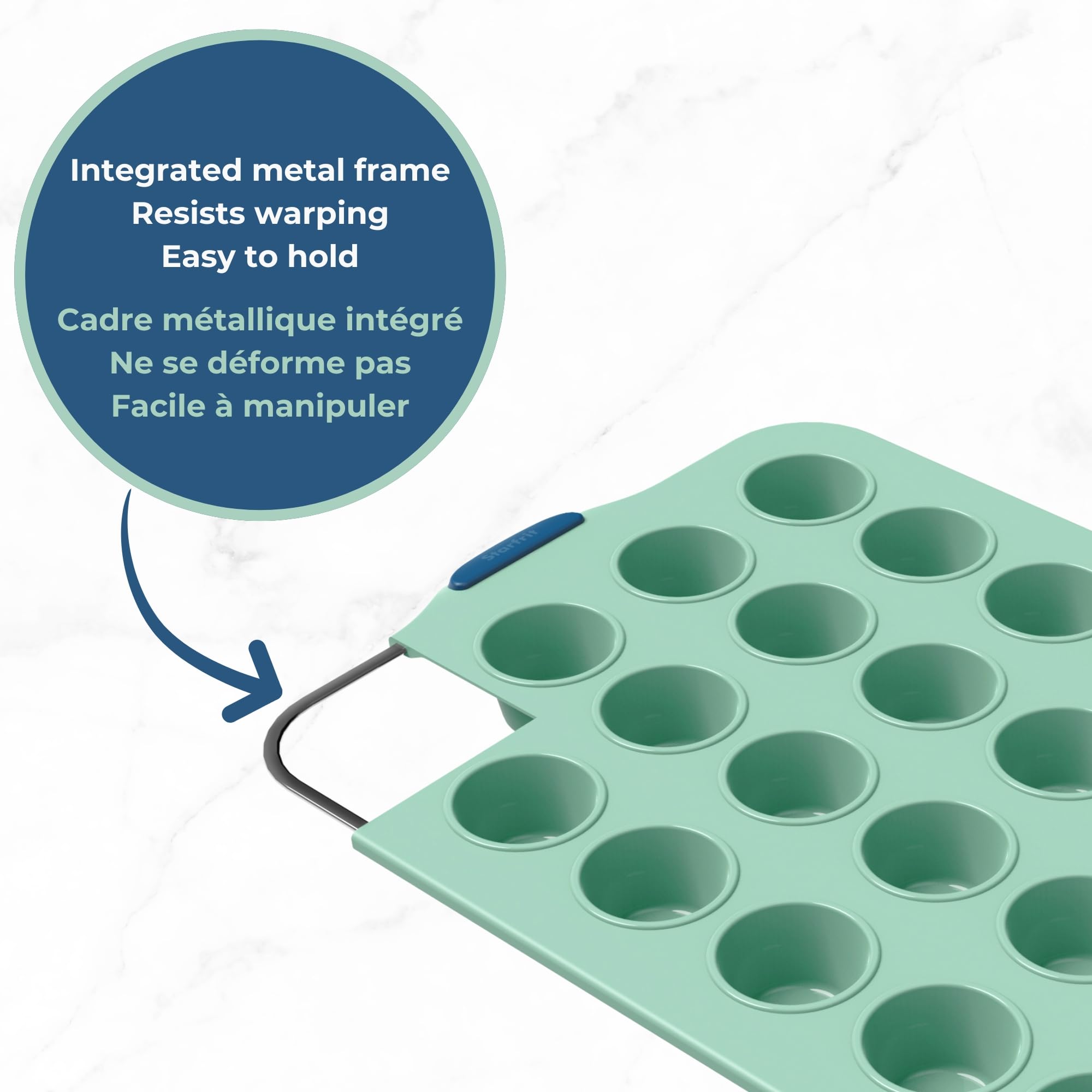 STARFRIT Moldes de silicona para hornear, 24 mini magdalenas