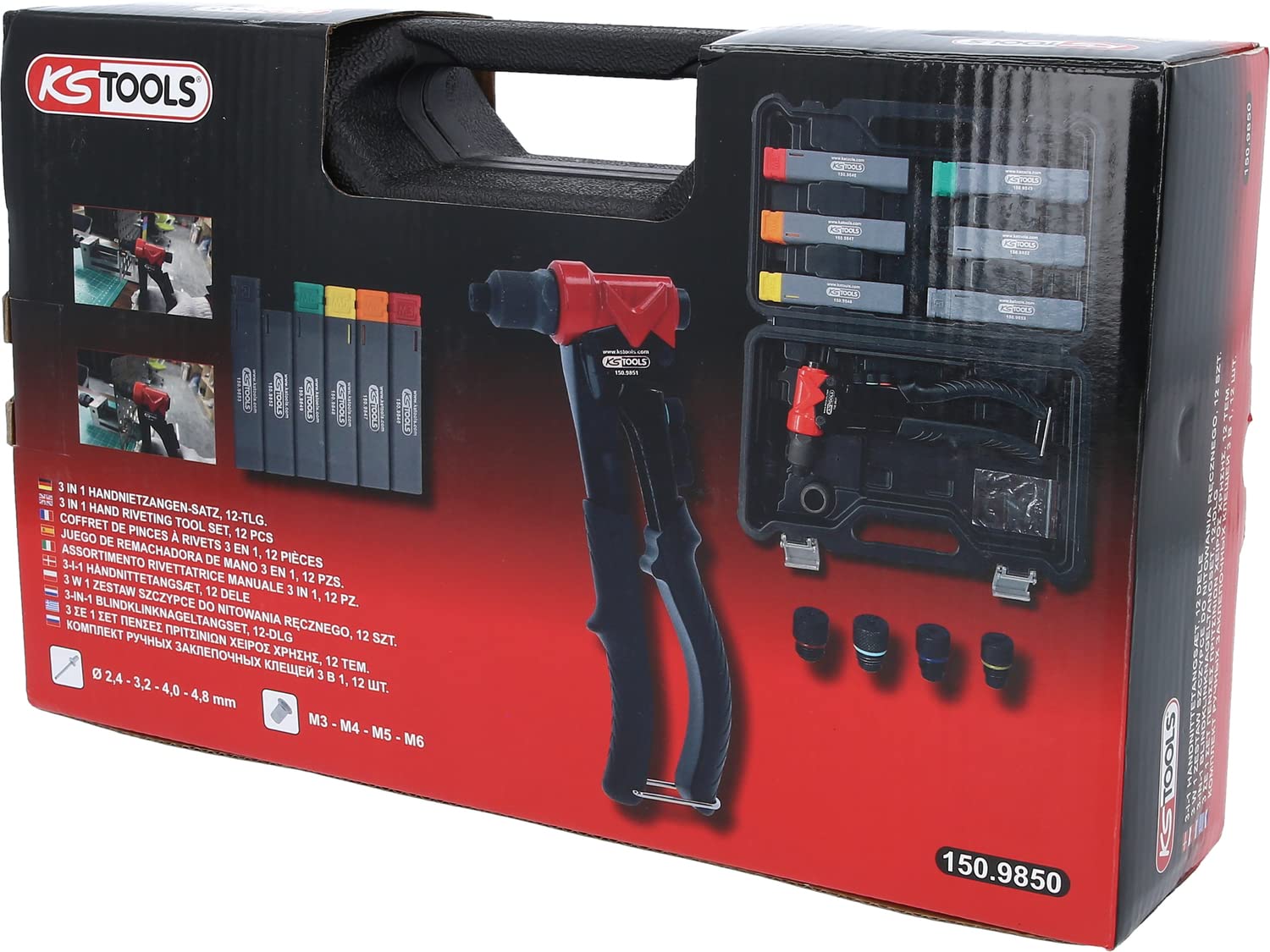 KS TOOLS 150.9850 Coffret pince à riveter + rivets