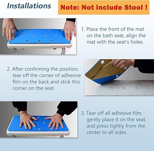 Miniatura 9 de Alfombrilla de asiento para silla de baño, cojín de banco de ducha para ancianos, almohadilla de espuma EVA antideslizante con adhesivo para