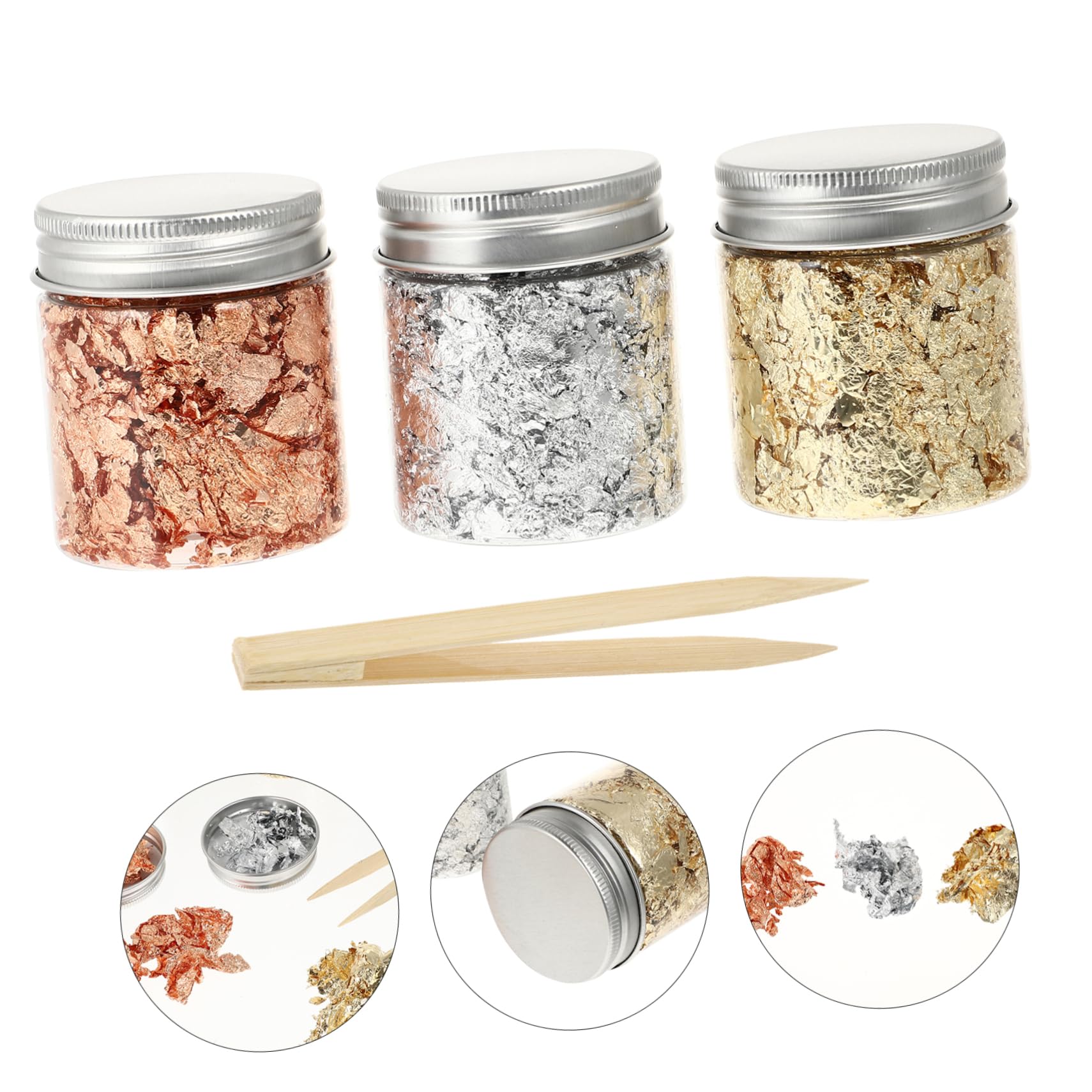 2 Juegos Papeles de Foil para Decoración de Uñas Accesorios de Manicura con Pinzas de Bambú para Diy y Salones de Manicura