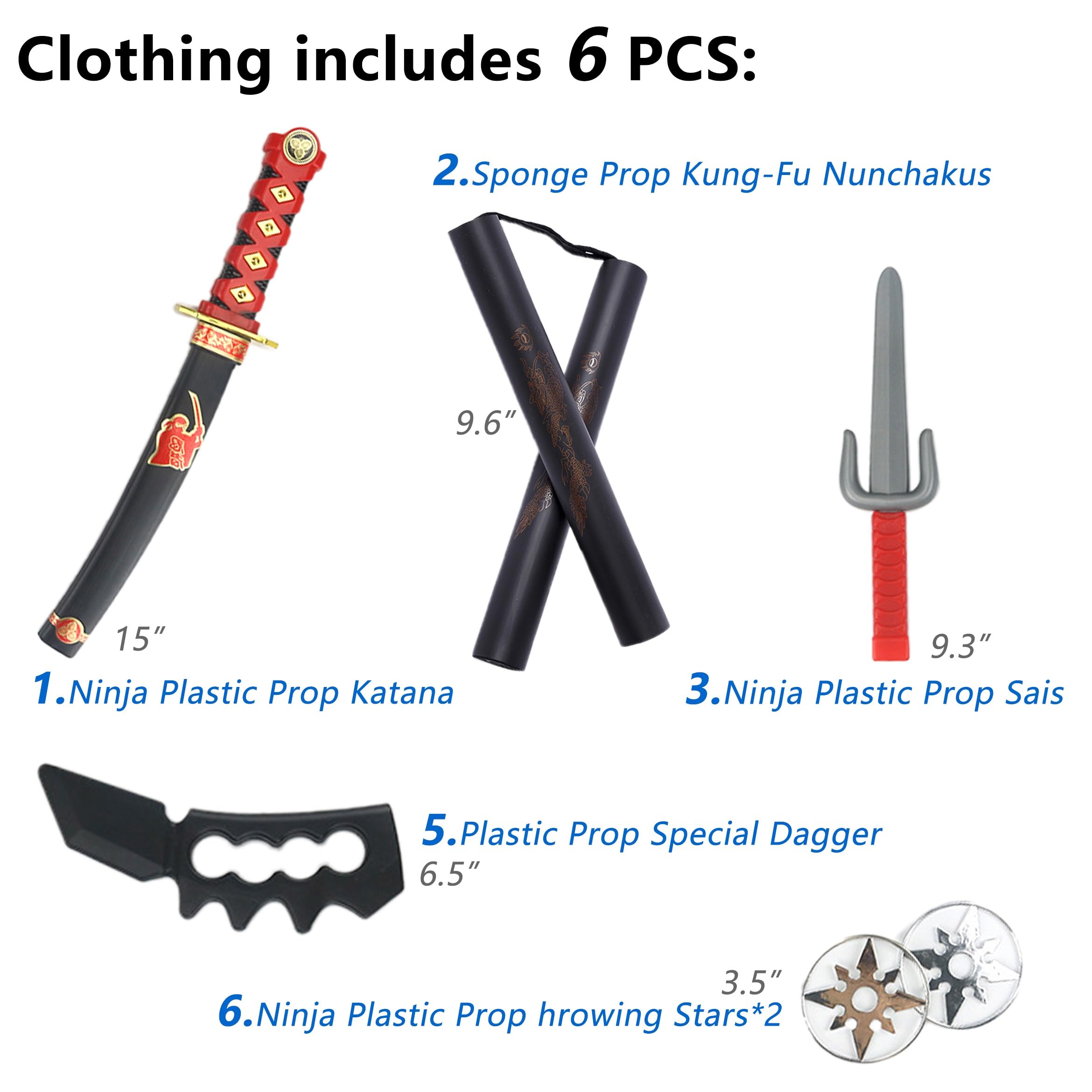 Ninjia - Disfraz para niños y niñas, disfraz de Ninja para niños con accesorios Ninja de lujo para Halloween Cospaly Dress Up