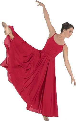 EUROTARD Womens Voluminous Full Length Triple Panel Praise Skirt 13674 (Red,One Size Fits All)