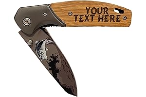 Custom Engraved Folding Pocket Knife with Bass Blade
