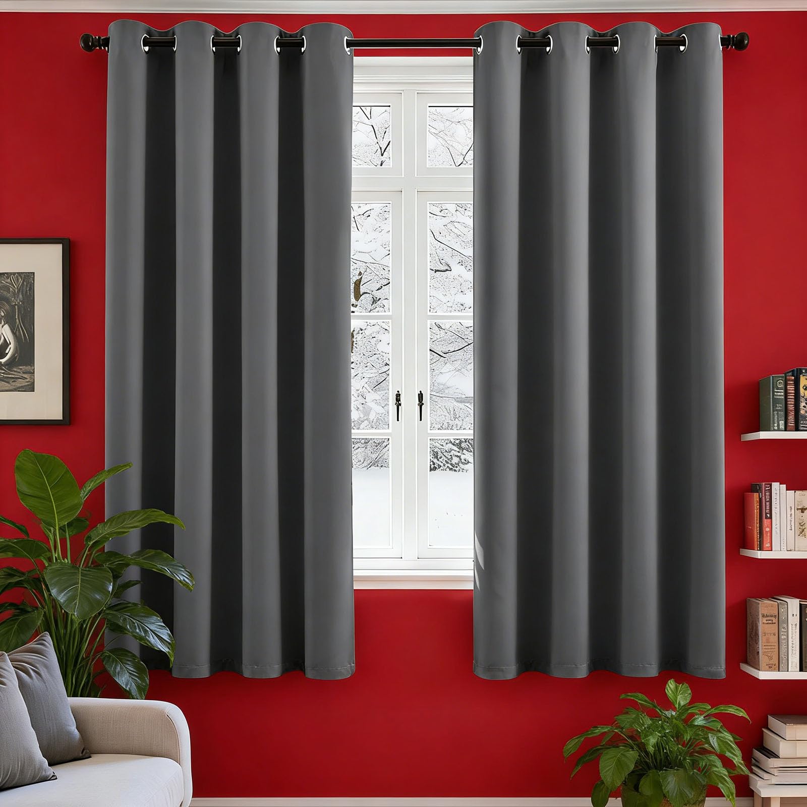 Rideau thermique isolant pour chambre et salon moderne gris 280cm