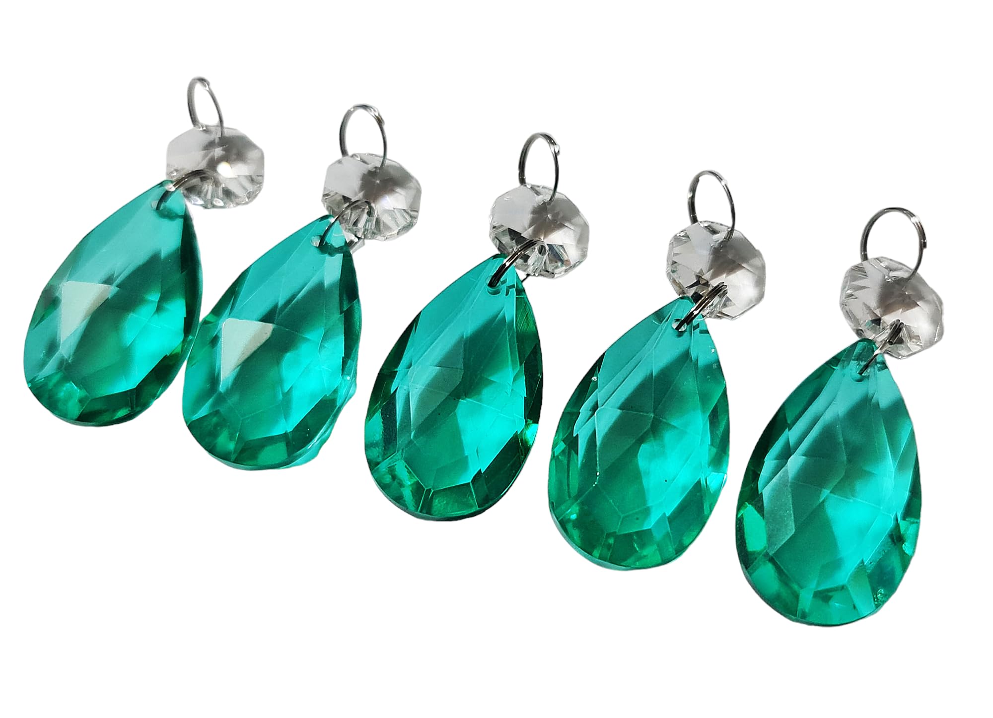 Décorations de sapin de Noël vintage : lot de 5 prismes turquoise