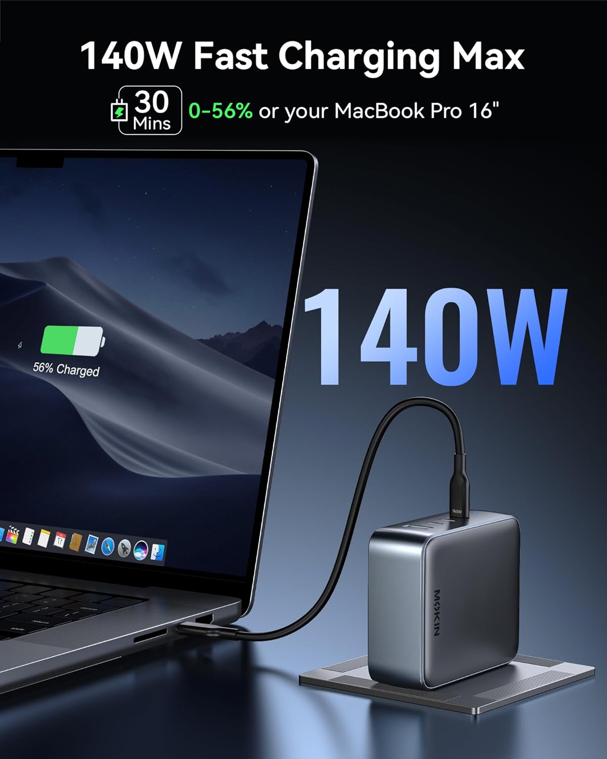 USB C Charger Block 140W, 4-Port GaN PD3.1 PPS Fast Laptop Charger Foldable Compact Power Adapter for MacBook Pro, iPhone 17/16/15 Series, iPad Air, Galaxy S25/S24 Ultra, Steam Deck, Google Pixelbook - Image 2
