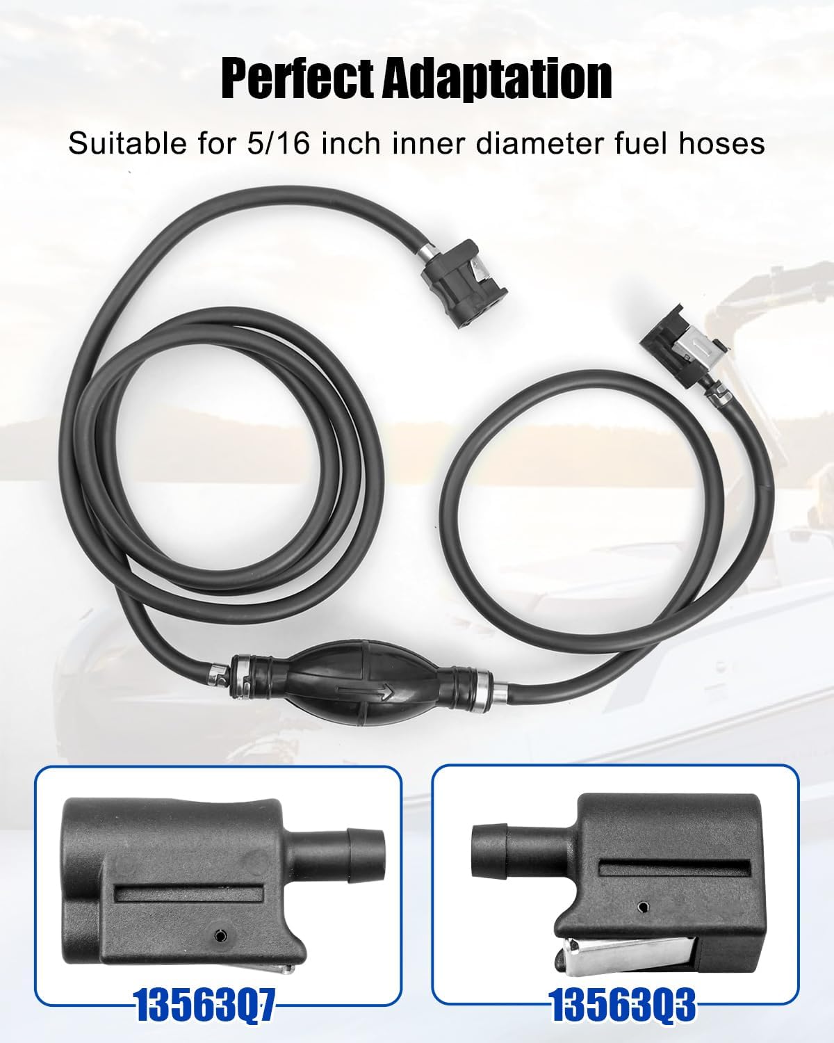 Female Fuel Line Connector Compatible with Mercury Outboard Engine Tank End 5/16 Inch 8mm Fuel Hose Fitting Replace 22-13563Q3 13563Q3 13563A3 13563B3 14850 13563A1 16609M 18-8076 9-38004