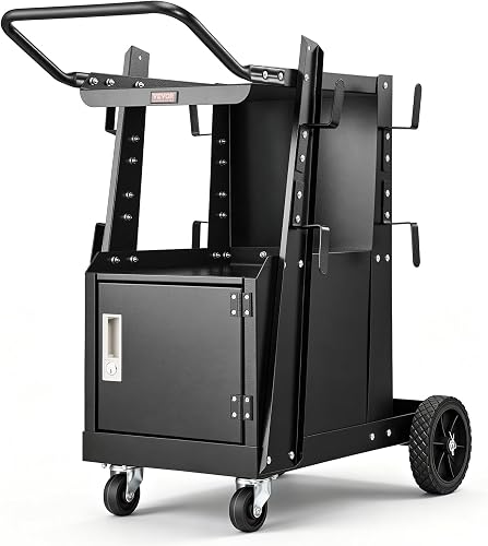 VEVOR 2-Tier Welding Cart with Lockable Cabinet