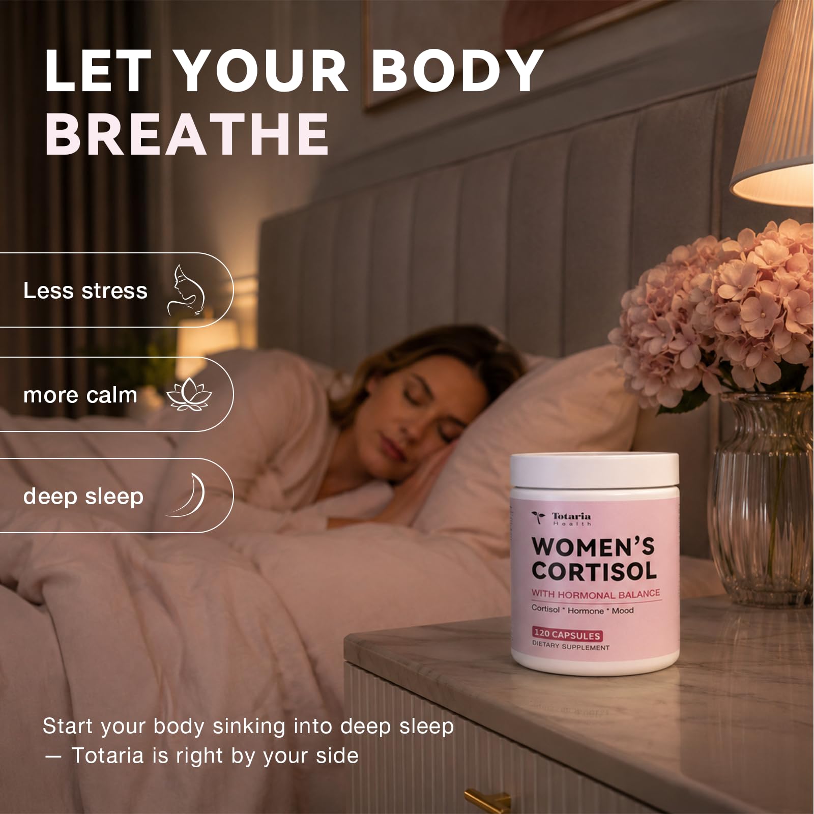 Totaria Women's Cortisol with Hormonal Balance | Stress Relief - Ashwagandha, L-Theanine, Magnesium, Myo-Inositol, Mood, Focus & Sleep Support, PMS* 120 Ct. — Amazon image 8
