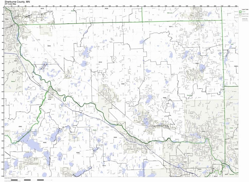 Working Maps Sherburne County, Minnesota MN Zip Code Map