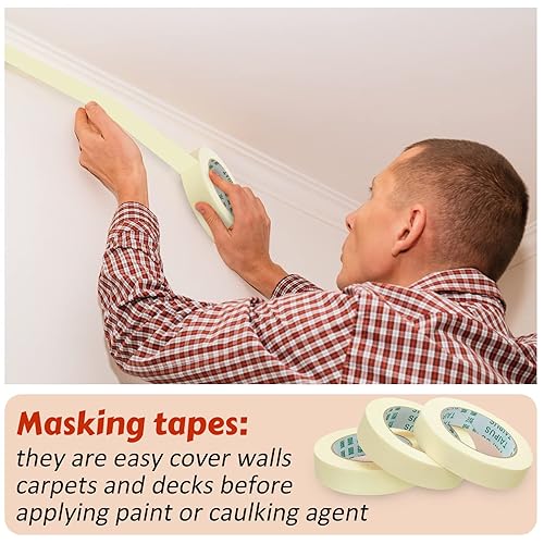 Miniatura 6 de Fainne Cinta adhesiva de uso general a granel, 55 yardas para pintar en casa, oficina, escuela, papelería, manualidades, uso básico, fácil de quitar