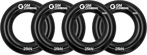 Miniatura 13 de GM CLIMBING Rappel Ring 25kN para escalada en roca Arborist Rescue Slackline Hammock Large Negro_1 paquete