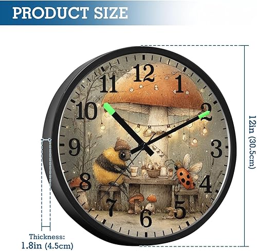 Miniatura 3 de Luminous Voice-Activated Clock Non-Ticking Silent Battery Operated Small Analog Clock Retro Bees 12 Inch for Office, Home, Bathroom, Kitchen,