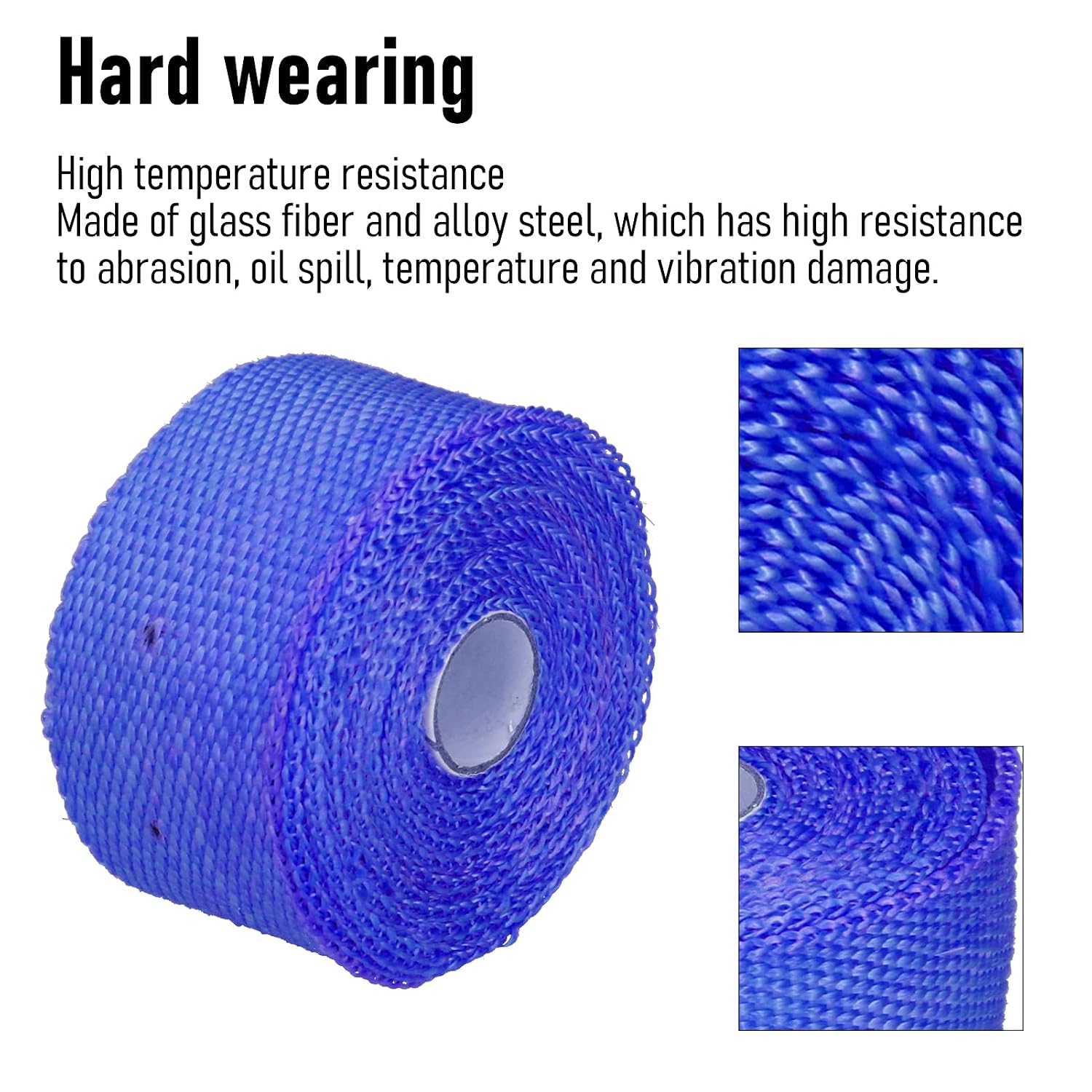 LiebeWH Exhaust Heat Wrap, Alloy-Reinforced Fiberglass, 5m Length,