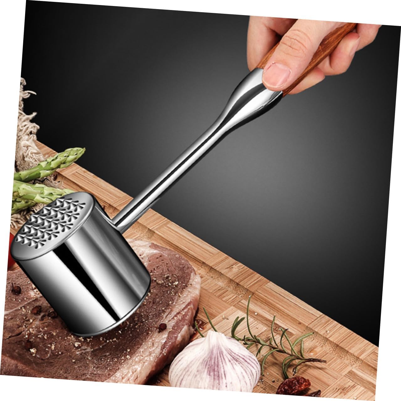 Generic Stainless Steel Meat Tenderizer Mallet 304 Steel Double-sided Kitchen Steak Hammer Heavy Duty Beef Pounder for Home Cooking and Poultry Preparation Random Color