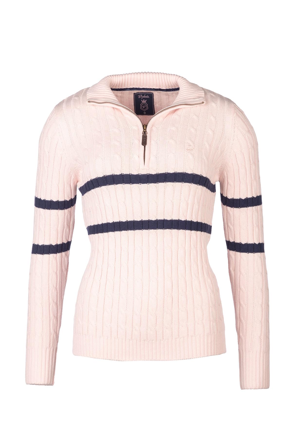 Emma Womens Stripe 1/4 Zip Cable Knit Jumper -