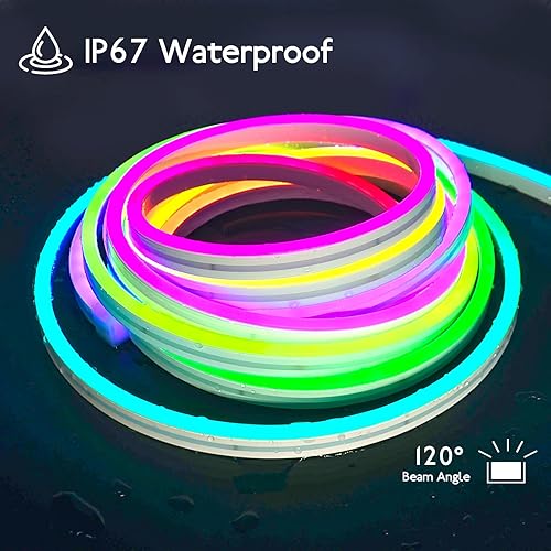 Miniatura 3 de Cuerda de neón direccionable de 65.6 pies, 65.6 ft, WS2811 RGB LED persiguiendo luces digitales MagicRGB cuerda de silicona impermeable