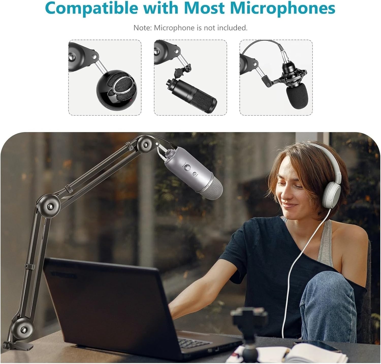 [マイク腕・、 マイクサスペンションブームシザーアームスタンド、互換性がありますBlue Yeti Snowball Blue Ye