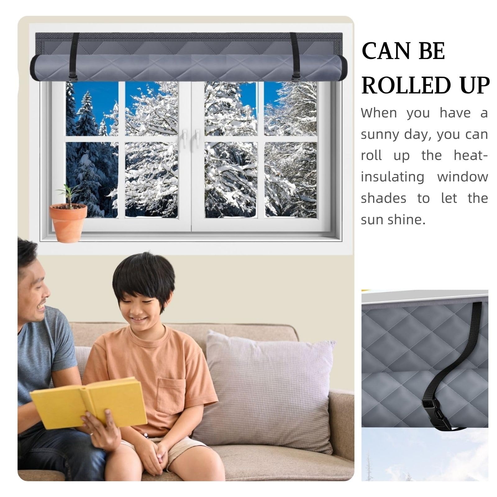 Rideau Thermique Isolant Anti Froid en d'hiver Pas de Perçage Nécessaire Rideau occultant 120X180cm Thermiques isolants Anti Froid Convient pour la Cuisine(39x98in/100x250cm)