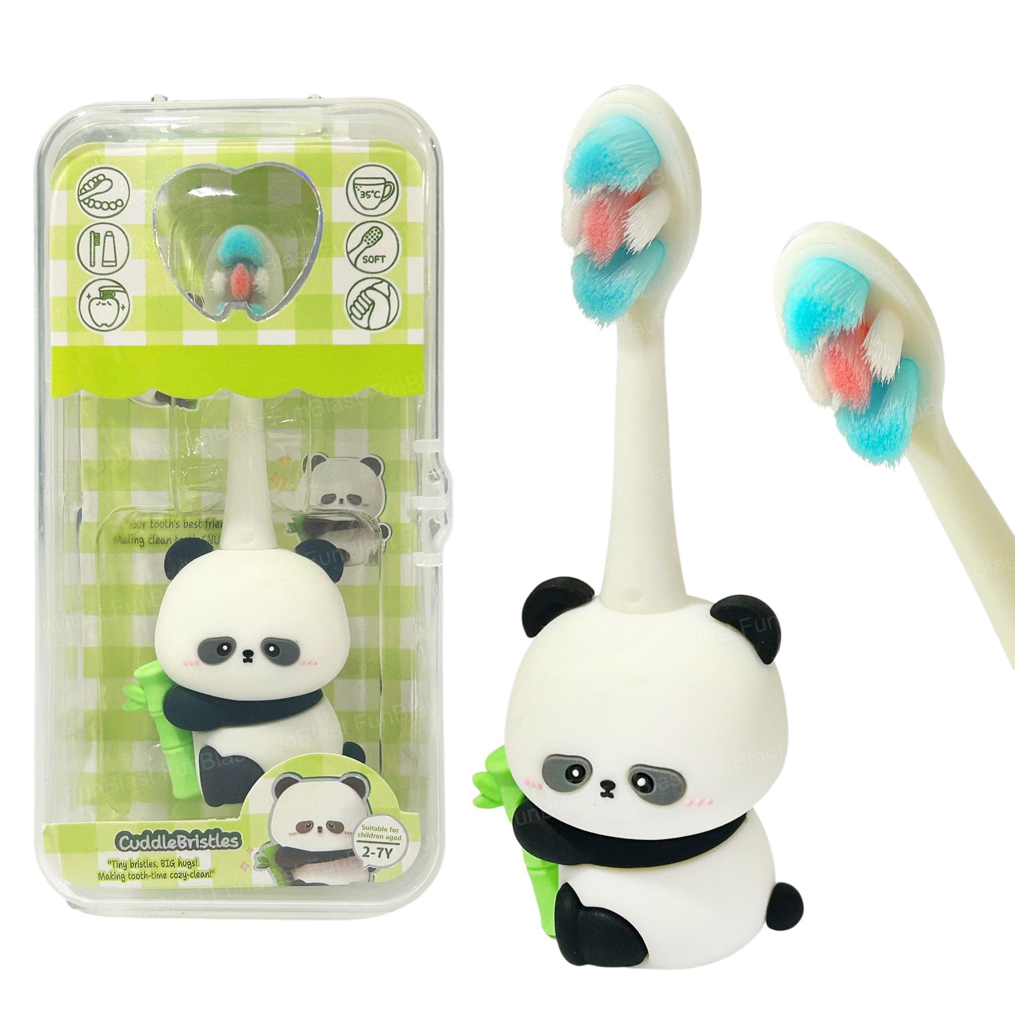 FunBlast Kids Toothbrush – Animal Design Soft Tooth Brush, Extra Microfiber Soft Bristles Toothbrush for 3-6 Years old Children, Manual Toothbrush for Kids, Boys and Girls (PandaA)