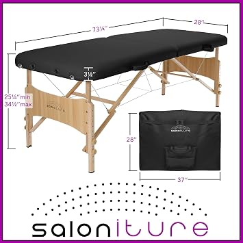 Saloniture Basic Portable Folding Massage Table - Black