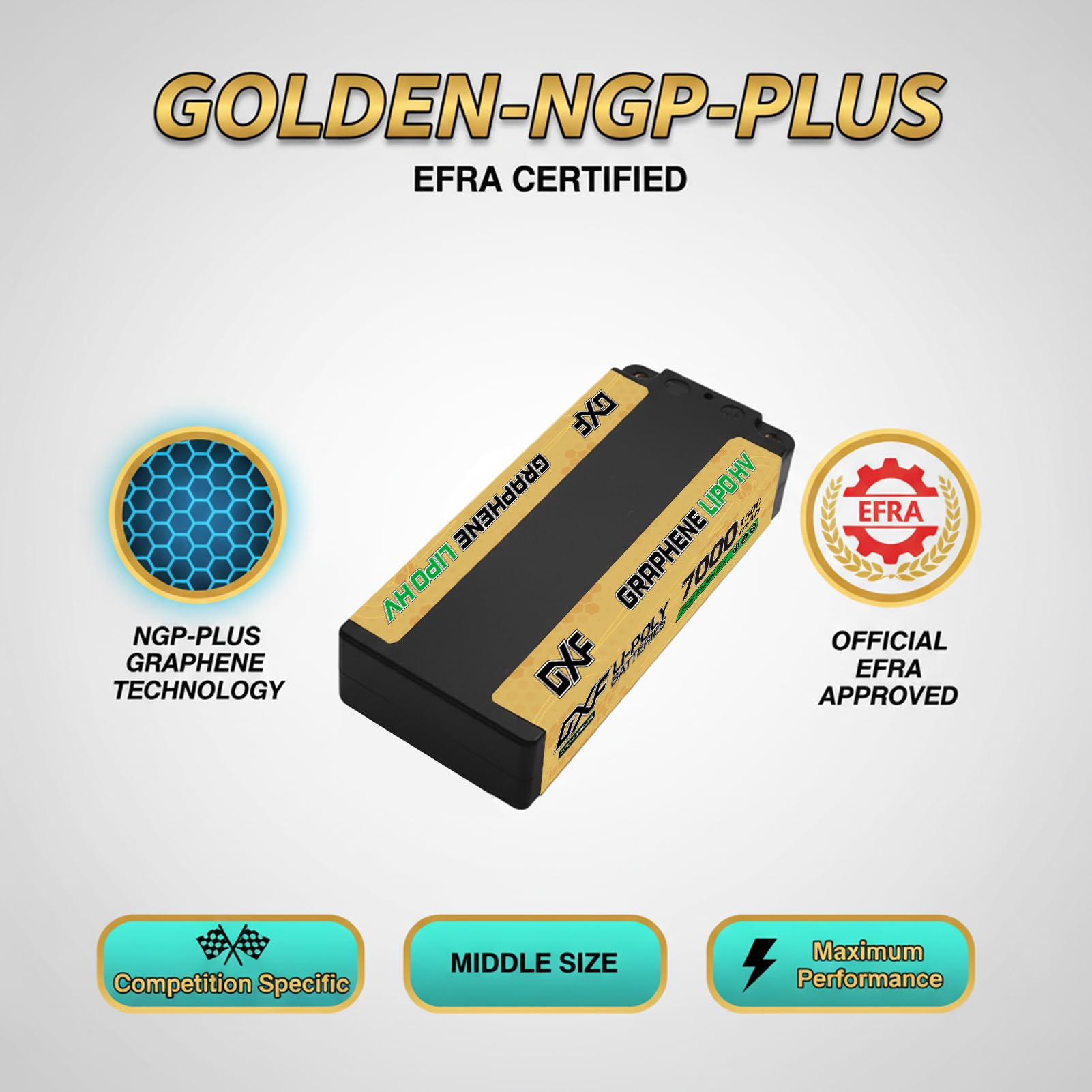 DXF 7.6V 2s lipo akku mit 7000mAh 150c medium-Sized Batteries Golden NGP entladung – lipo 2s ideal für 1/8 und 1/10 Auto rc-Fahrzeuge, leistungsstark, Batterie Pack mit Dean/t 5mm