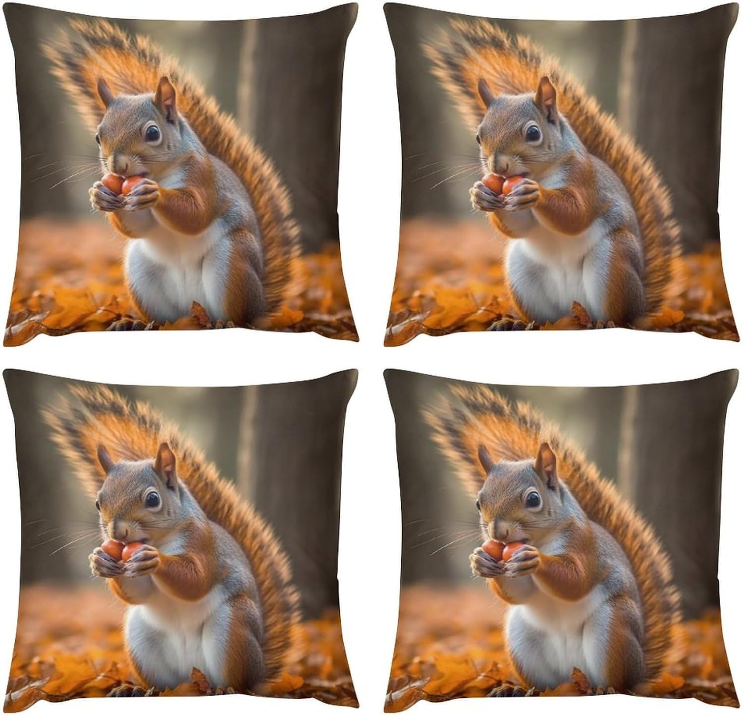 Zippered Pillow Cover, Pillow Protector, Adorable Animal Printed Pillow Cover of 4, Pillow Not Included